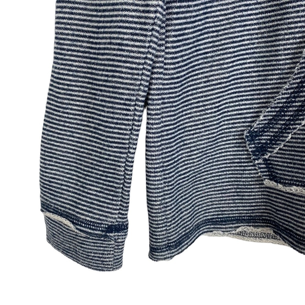 Ocean Drive Striped Hooded Drawstring Sweatshirt Women's Small Navy Blue White - Picture 5 of 10